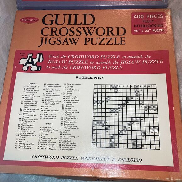 Whitman Guild Crossword Jigsaw Puzzles Vintage 400 pieces #1 & #6 Lot of 2 Games - Picture 3 of 8